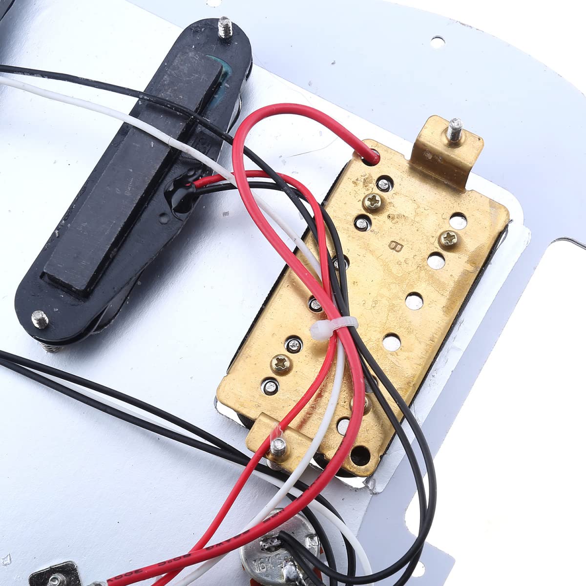 Musiclily 11-Hole HSS Prewired Strat Loaded Pickguard Scratch Plate with Single Coil Humbucker Pickups Set for Squier Strat Styl